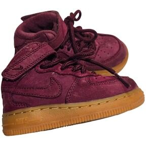 Kids Nike Air Force 1 Mid Burgundy Gum Sole Sneakers Toddler Size 5c‎